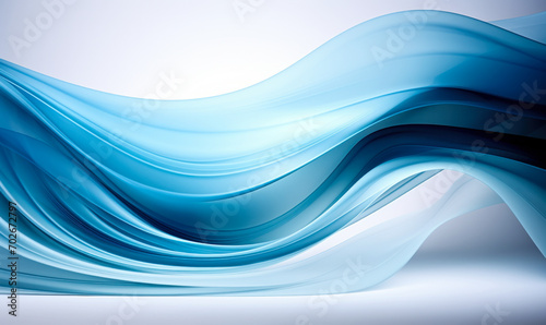 Abstract Blue Wavy Design on White Background, Modern Fluid Art Concept, Dynamic Smooth Lines, Digital Wave Illustration