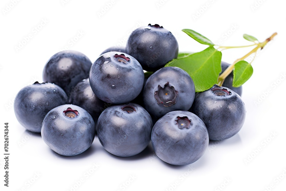 AI-generated illustration of ripe blueberries isolated on a white surface AI-generated illustration of ripe blueberries isolated on a white surface