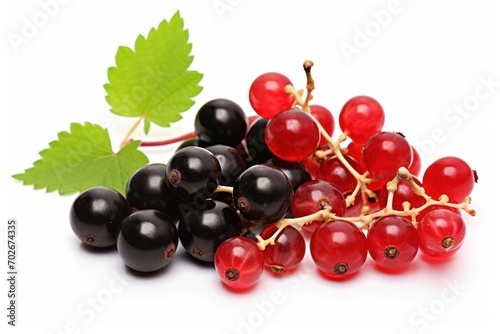 AI-generated illustration of red currants and black currants on a white background