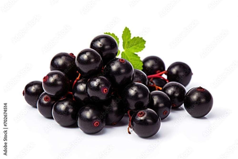 AI-generated illustration of a cluster of fresh blackcurrants isolated on a white background AI-generated illustration of a cluster of fresh blackcurrants isolated on a white background