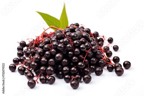 AI-generated illustration of a heap of elderberries on a white background