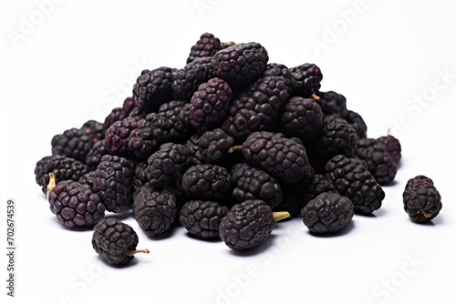 AI-generated illustration of a heap of mulberries on a white background photo