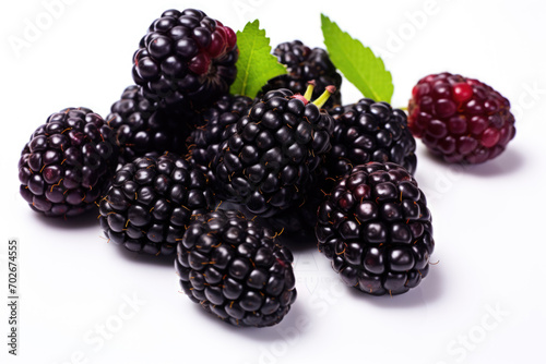 AI-generated illustration of ripe blackberries isolated on a white background