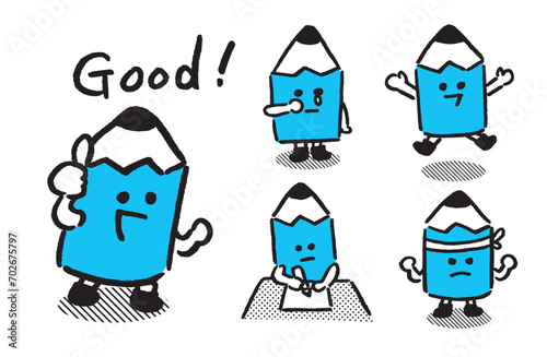 学校や塾のプリントにピッタリのかわいい鉛筆のキャラ