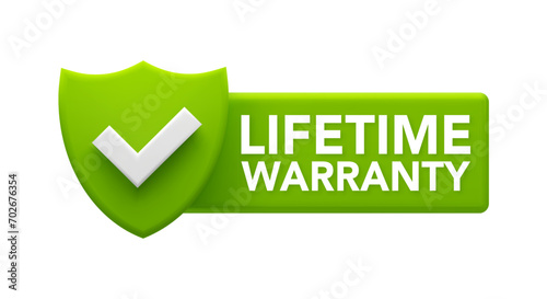 Lifetime Warranty Guarantee Badge - Green Shield with Checkmark for Product Assurance