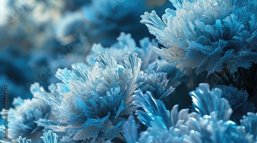 Frozen ice frost flowers. 