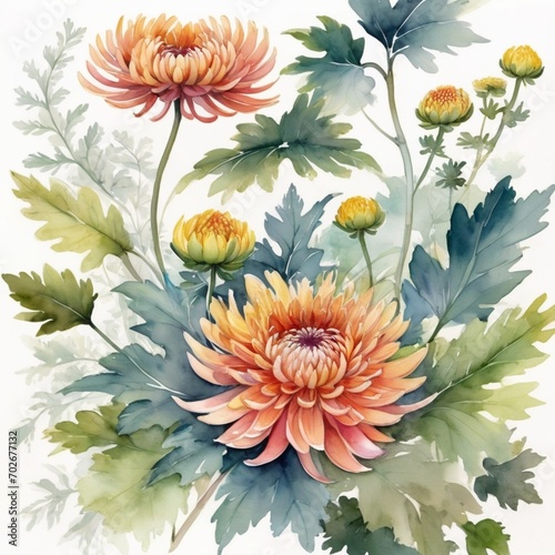 chrysanthemum watercolor painting