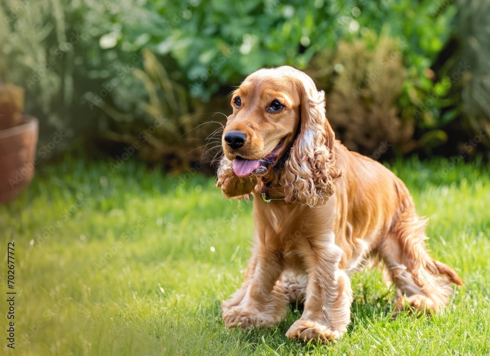 Cocker Spaniel dog in garden , generated by AI