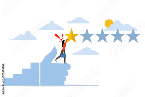 concept of bad review or one star customer feedback, dissatisfied people give bad review stars. Negative feedback, low rating results or disappointment, poor user experience or poor quality.