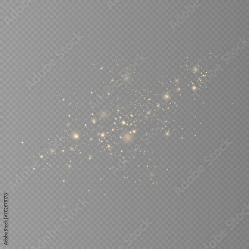 Golden sequins glow with many lights. Glittering dust. Luxurious background of golden particles.	