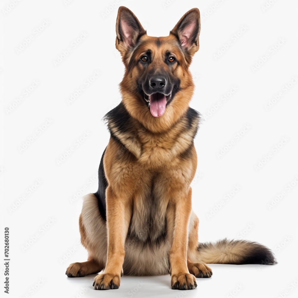 German Shepherd Full body facing forward clear white background , generated by AI. High quality photo