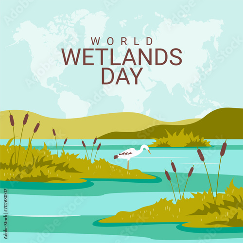 world wetlands day social media post template vector