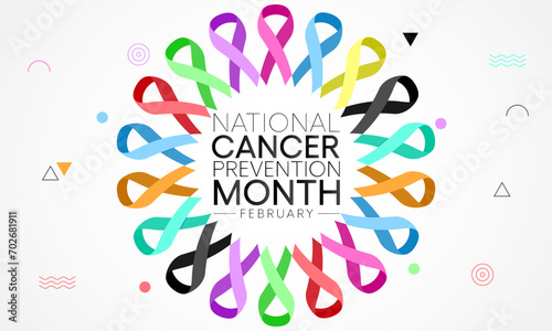 Cancer prevention month is observed every year in February, to promote access to cancer diagnosis, treatment and healthcare for all. Vector illustration photo