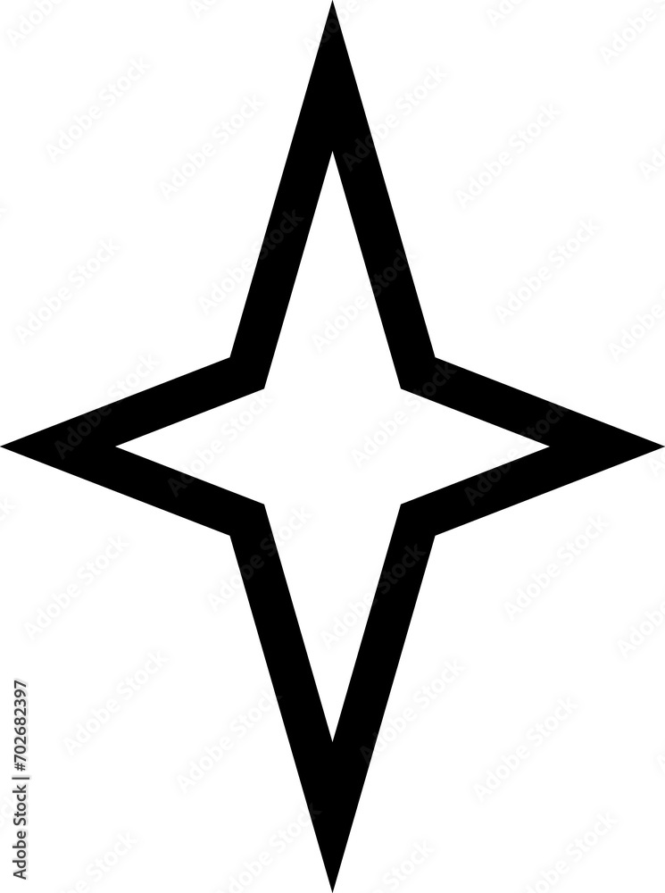 Abstract geometric y2k star line black icon Abstract geometric y2k star line black icon
