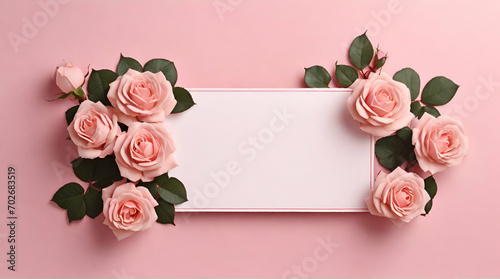 card with roses background