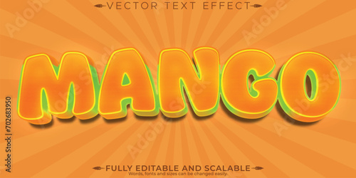 Mango text effect, editable fruit and food text style