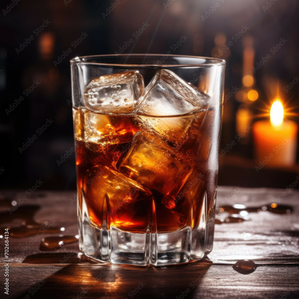 Black Russian Cocktail, isolated on white background