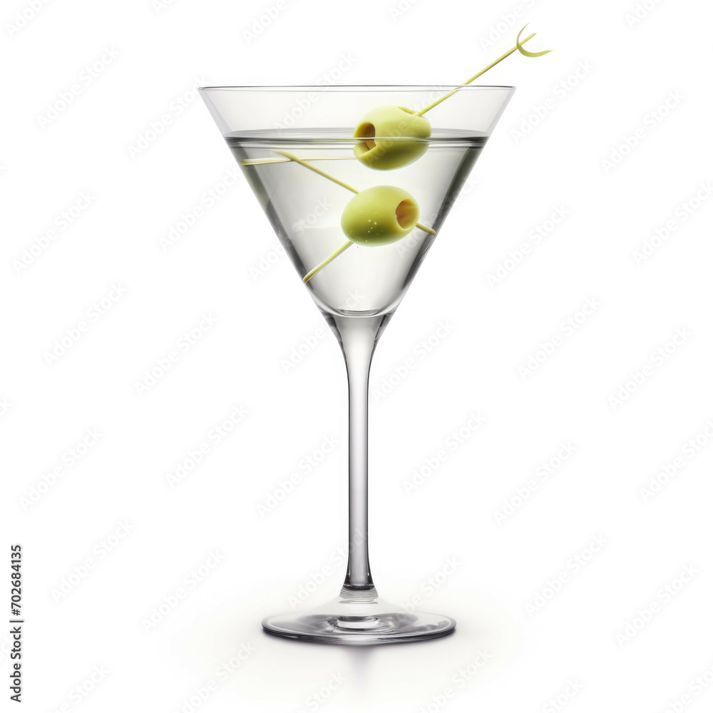 Vodka Martini Cocktail, isolated on white background