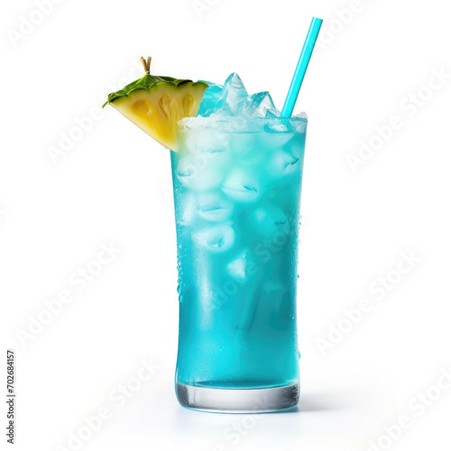 Blue Hawaii Cocktail, isolated on white background