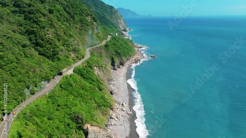 Aerial view of Suhua Highway in Taiwan. photo