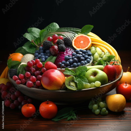 A colorful bowl of fresh fruit and vegetables with a variety of textures and colors