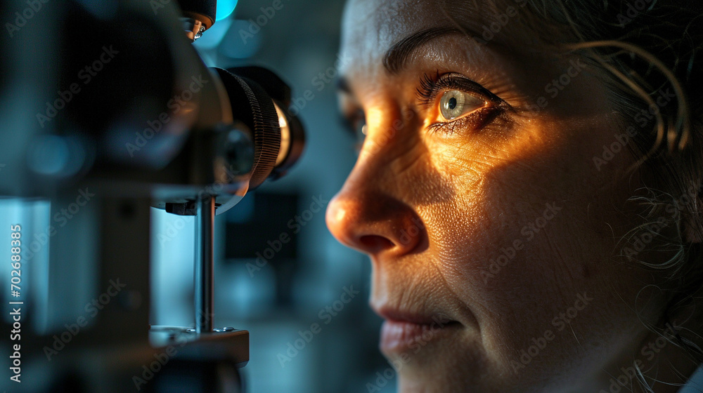 Advanced Keratometry Examination A patient undergoing an advanced