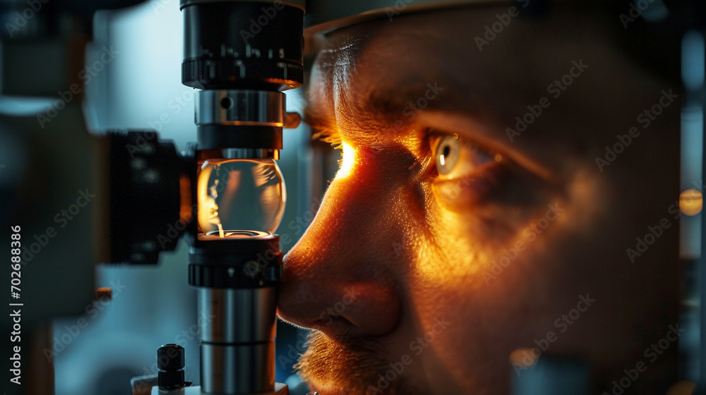 Advanced Keratometry Examination A patient undergoing an advanced