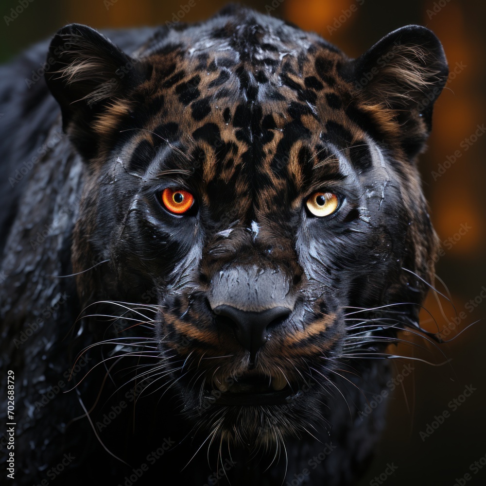 Photo of a striking and elusive black panther. Generative AI