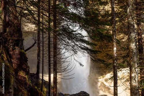 Majestic Pericnik waterfall in Triglav national park near Kranjska gora in Slovenia