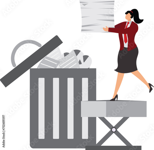 Book, Garbage, Education, Garbage Can, Wastepaper Basket, Businesswoman