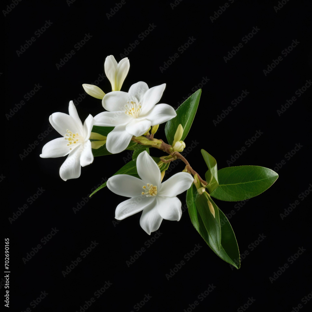 Obraz premium Jasmine Flower, isolated on black background