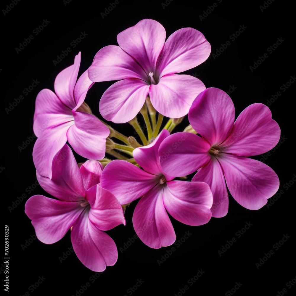 Phlox Flower, isolated on black background