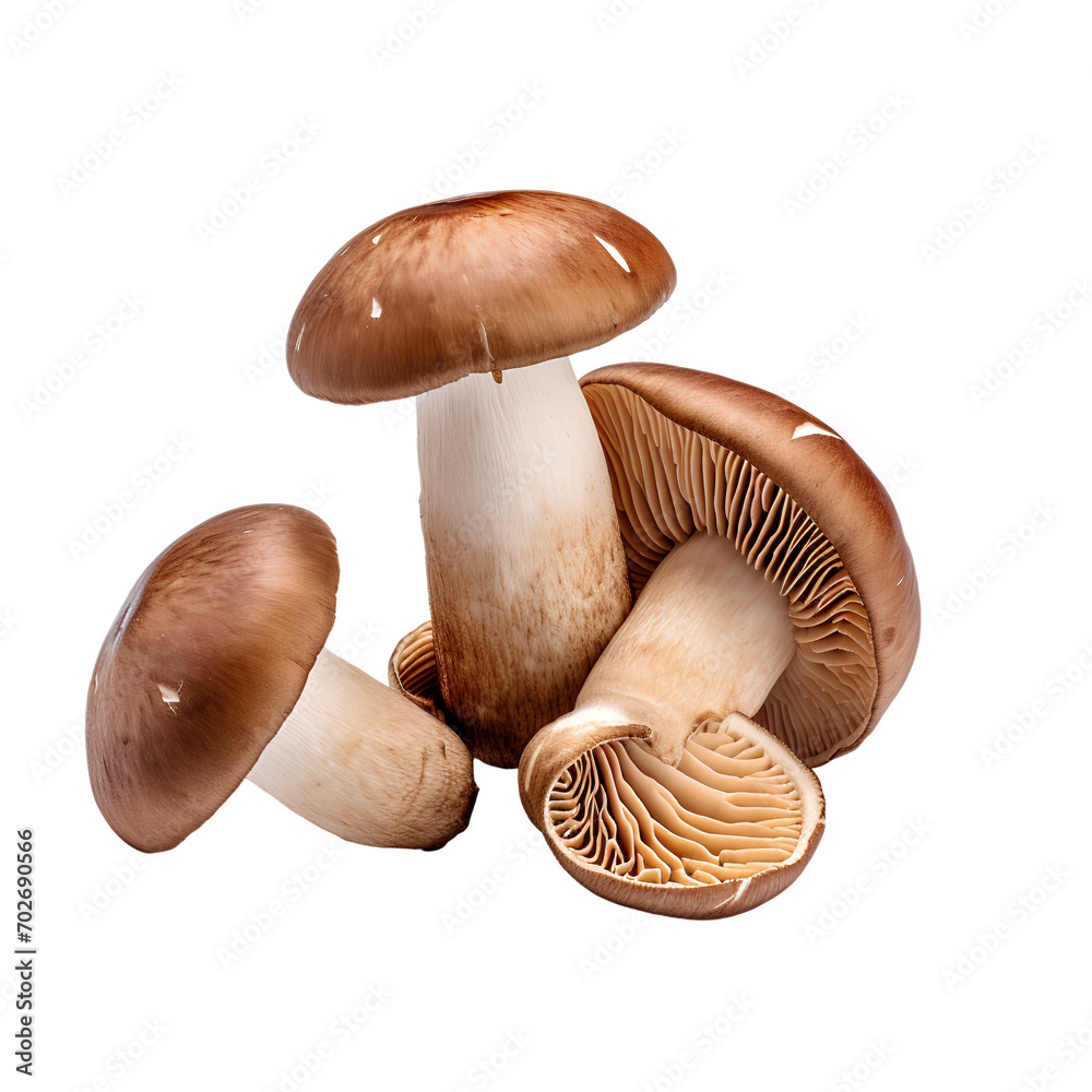 Close-up Shiitake mushrooms, isolated on transparent background Close-up Shiitake mushrooms, isolated on transparent background