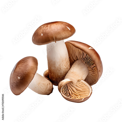 Close-up Shiitake mushrooms, isolated on transparent background