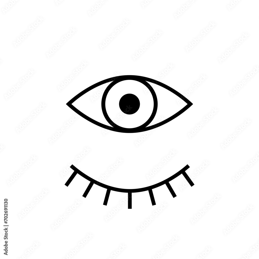 Eyes open and closed icon isolated on white background Eyes open and closed icon isolated on white background