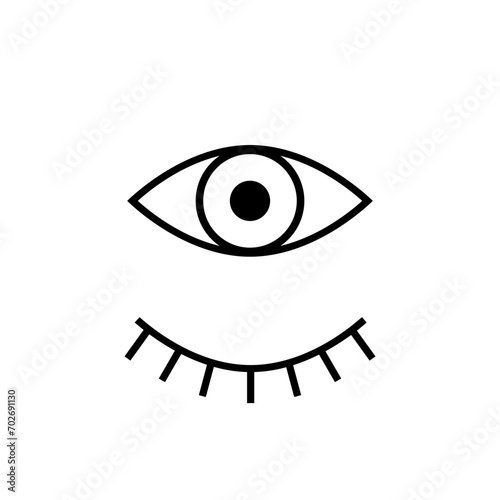 Eyes open and closed icon isolated on white background