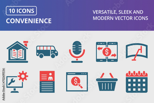 Convenience Glyph Two Color Icons Sets
