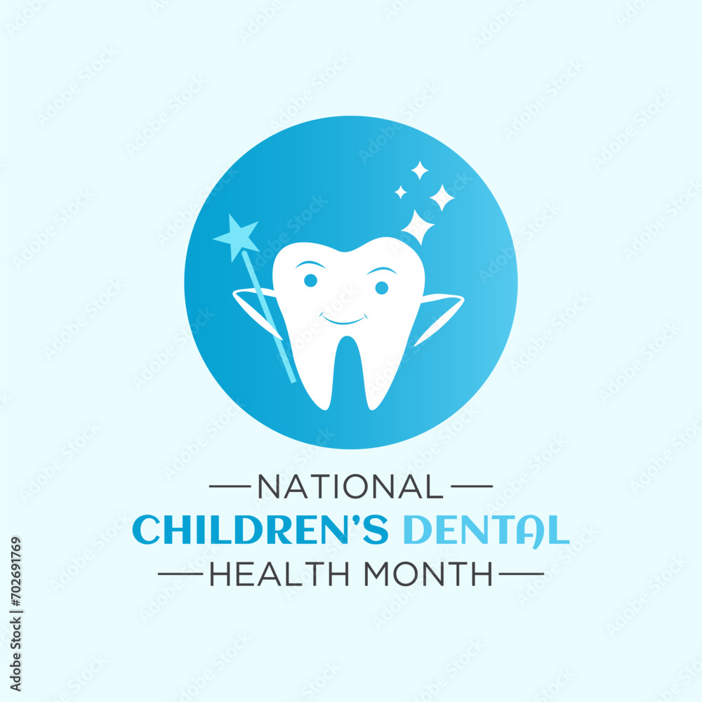 February is National Children's Dental Health Month. Protecting teeth and promoting good health, Holiday concept for banner, poster, card and background design. Vector illustration. February is National Children's Dental Health Month. Protecting teeth and promoting good health, Holiday concept for banner, poster, card and background design. Vector illustration.