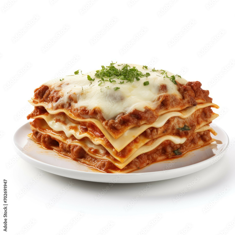 Lasagna isolated on white background
