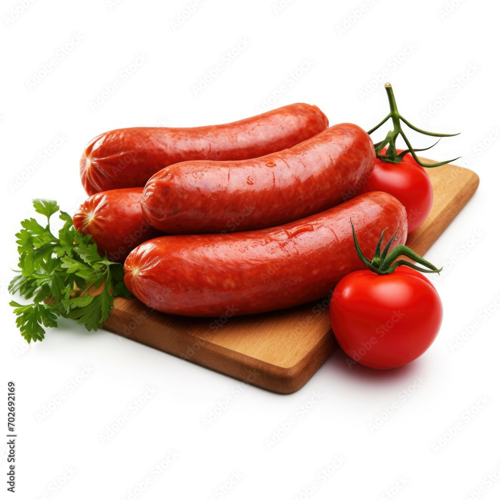 Sausage and Peppers isolated on white background Sausage and Peppers isolated on white background