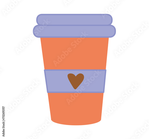 Coffee element of colorful set. A steaming glass of brew graces this illustration, promising the comforting aroma of freshly brewed coffee. Vector illustration.