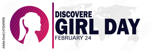 Discovere Girl Day. February 24. Holiday concept. Template for background, banner, card, poster with text inscription. Vector illustration