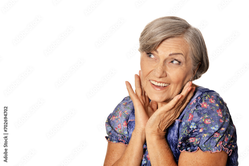 beautiful old woman posing isolated on white background beautiful old woman posing isolated on white background