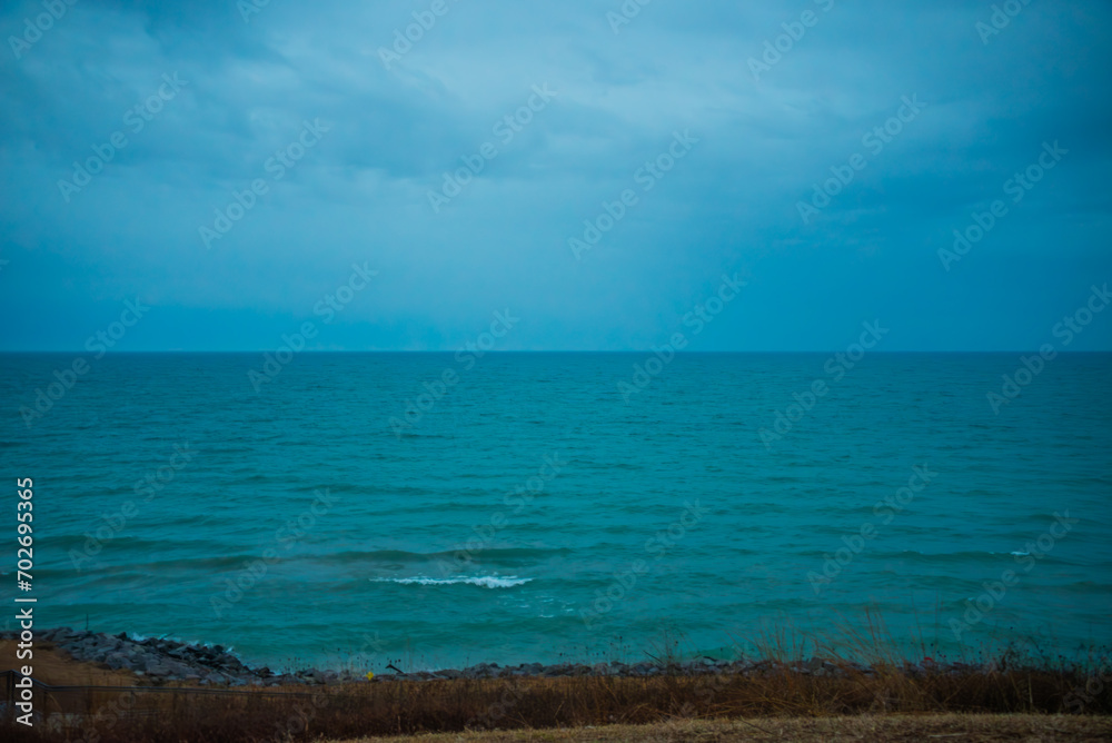 Calm ocean waters with gentle rolling waves