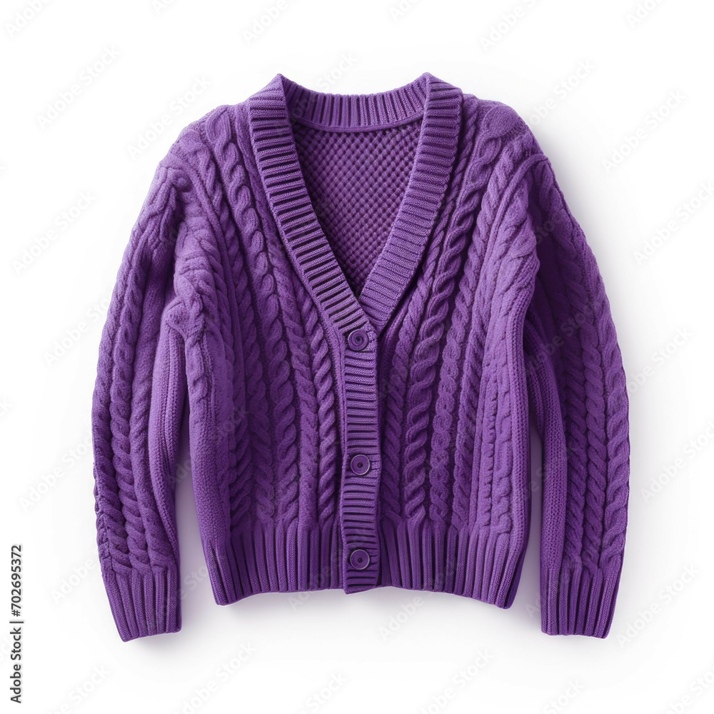 Obraz premium Purple Cardigan isolated on white background