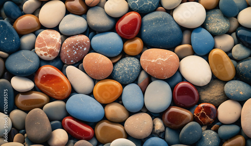 AI generated illustration of a large pile of multi-colored pebbles and rocks