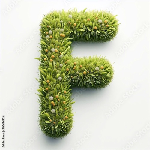 Grass letter F. AI generated illustration