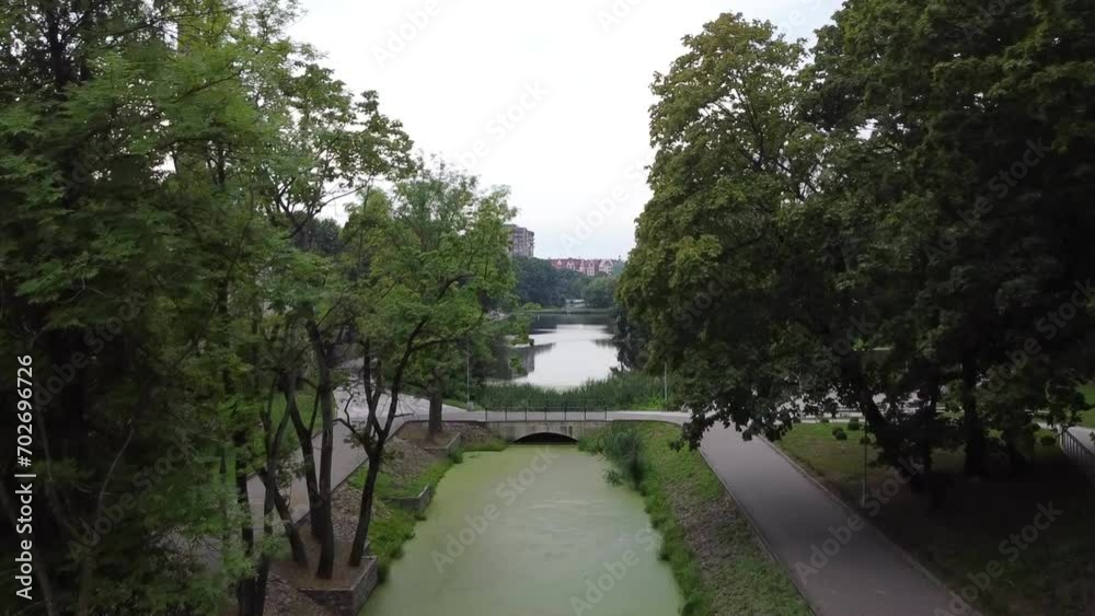 flight over a dirty canal, clean lake, ecology flight over a dirty canal, clean lake, ecology
