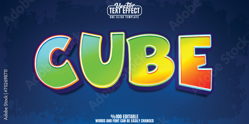 Colorful editable text effect, customizable cartoon and comic 3D font style