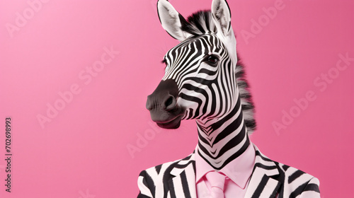 Creative animal concept. Zebra in glam fashionable